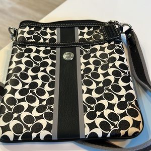Black, white and gray coach Crossbody